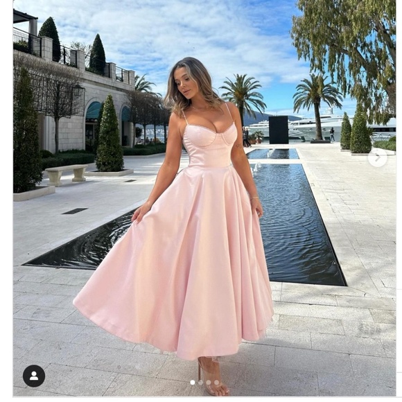 House of CB L D-DD 'Mademoiselle' Ballerina‎ Pink Satin Tulle Midi Dress NWOT - Picture 7 of 14